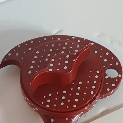 Red Temp-tations ceramic handled Kitchen Utensil Bundle –Utensil Crock & Kuhn Rikon can Opener
