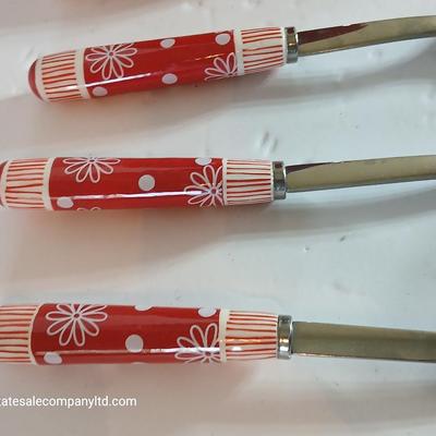 Red Temp-tations ceramic handled Kitchen Utensil Bundle –Utensil Crock & Kuhn Rikon can Opener