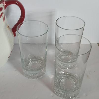 Temp-tations Old World Red Pitcher with 6 Glasses + Mini Loaf Baker