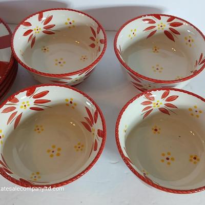 Temp-tations Old World Red 16-Piece Ceramic Dinnerware Set – Plates, Bowls & Mugs