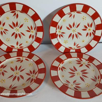 Temp-tations Old World Red 16-Piece Ceramic Dinnerware Set – Plates, Bowls & Mugs