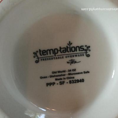 Temp-tations Old World Red 16-Piece Ceramic Dinnerware Set – Plates, Bowls & Mugs