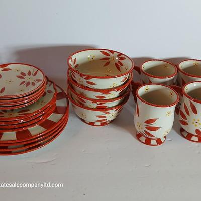 Temp-tations Old World Red 16-Piece Ceramic Dinnerware Set – Plates, Bowls & Mugs