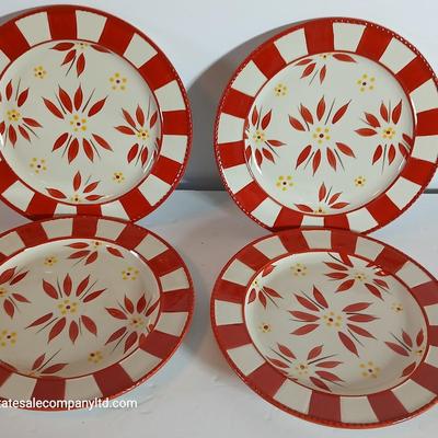 Temp-tations Old World Red 16-Piece Ceramic Dinnerware Set – Plates, Bowls & Mugs