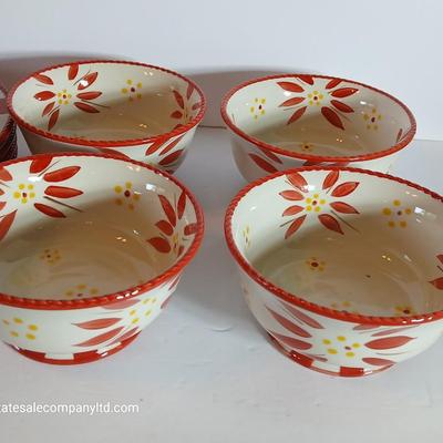 Temp-tations Old World Red 16-Piece Ceramic Dinnerware Set – Plates, Bowls & Mugs