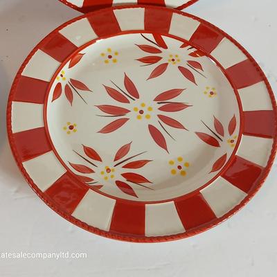 Temp-tations Old World Red 16-Piece Ceramic Dinnerware Set – Plates, Bowls & Mugs