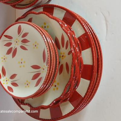 Temp-tations Old World Red 16-Piece Ceramic Dinnerware Set – Plates, Bowls & Mugs