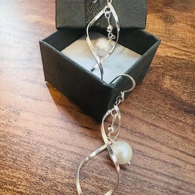 Freshwater Pearl Sterling Dangle Earrings