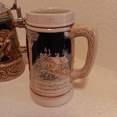 2 WESTERN GERMANY STEINS AND A MUSICAL STEIN