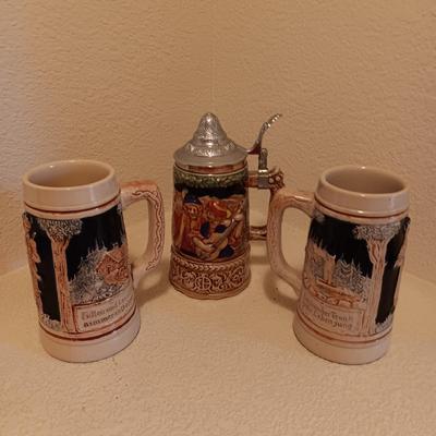 2 WESTERN GERMANY STEINS AND A MUSICAL STEIN