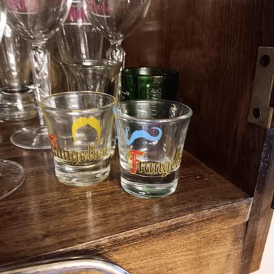 LENOX COLORED GLASSES AND OTHER STEMWARE, SHOT GLASSES AND OTHER GLASSWARE