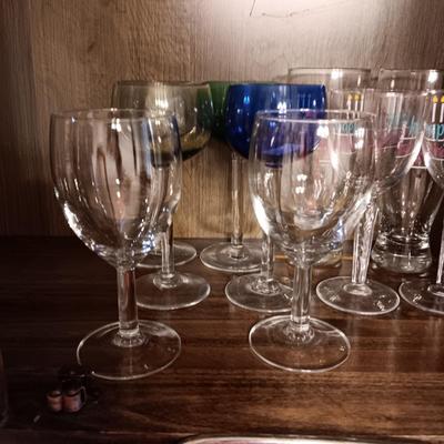 LENOX COLORED GLASSES AND OTHER STEMWARE, SHOT GLASSES AND OTHER GLASSWARE