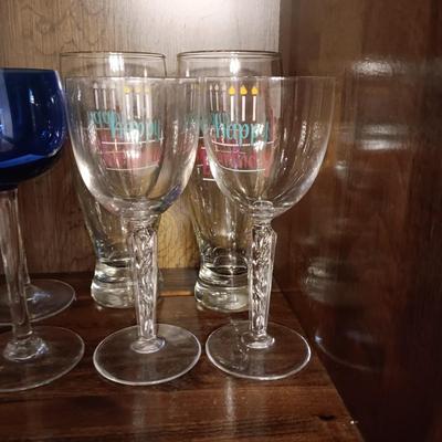 LENOX COLORED GLASSES AND OTHER STEMWARE, SHOT GLASSES AND OTHER GLASSWARE