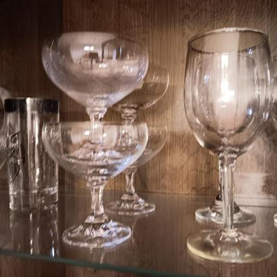 LENOX COLORED GLASSES AND OTHER STEMWARE, SHOT GLASSES AND OTHER GLASSWARE