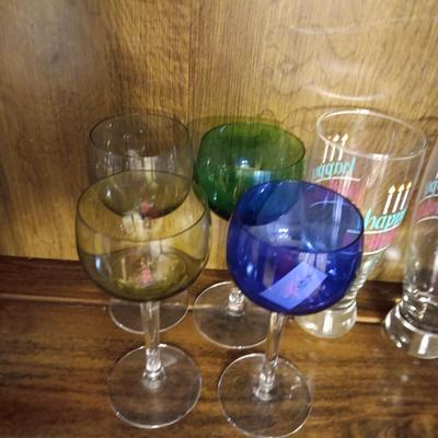LENOX COLORED GLASSES AND OTHER STEMWARE, SHOT GLASSES AND OTHER GLASSWARE