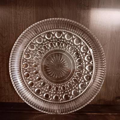 GLASS BASKET AND SERVING PIECES