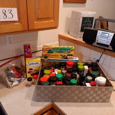 FOOD WRAP, LARGE VARIETY OF SPICES AND PLASTIC CUPS