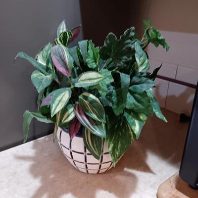 POWER XL AIR FRYER GRILL, WOODEN CUTTING BOARD AND FAUX PLANT