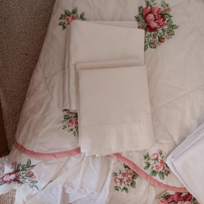 FEATHER AND SMALL PILLOWS, COMFORTER AND PILLOWCASES