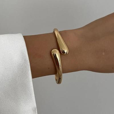 Gold Tone Irregular Teardrop Cuff Bangle Bracelet for Her Women's Fashion Accessories