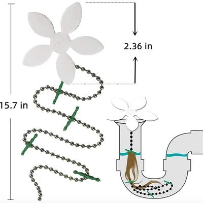 2 Pack Flower Shape Shower Drain, Hair Filter Chain Hook - Catcher Strainer Hair Snare for Bathroom, Kitchen, Bathtub