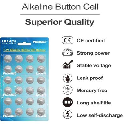 PGSONIC LR44 Battery (24pcs) Good for Laser Pointers, Calculators, RC Cars, Wrist Watches, Step Counters, Hearing Aids, Blood Glucose...