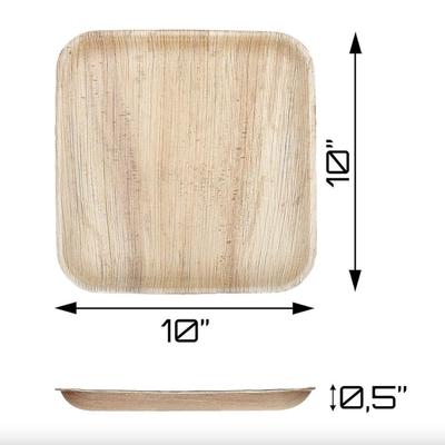 Eco-gecko 10" Square Palm Leaf Plates – 100 Disposable Eco-Friendly Party Plates