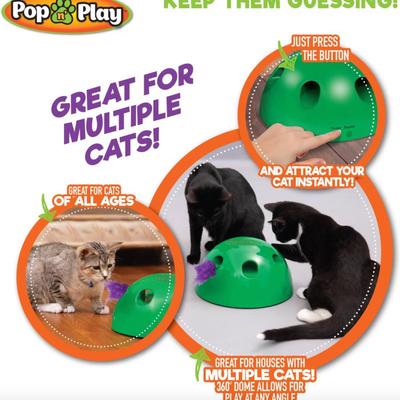 Pets Know Best Pop N Play Interactive Cat Toy – Green Motion Whack-A-Mole Style Fun
