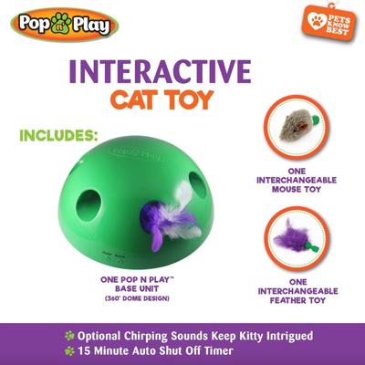 Pets Know Best Pop N Play Interactive Cat Toy – Green Motion Whack-A-Mole Style Fun