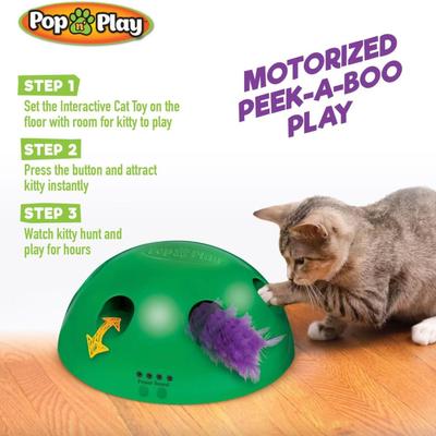 Pets Know Best Pop N Play Interactive Cat Toy – Green Motion Whack-A-Mole Style Fun