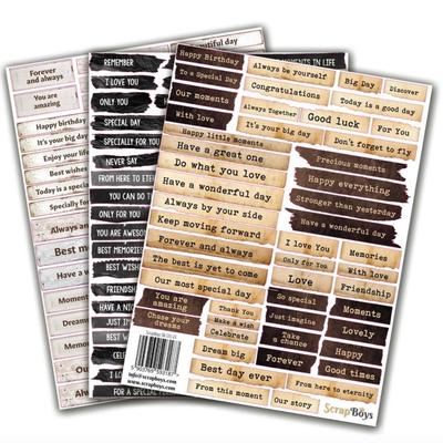 ScrapBoys 3-Sheet Sentiment Stickers - Made in Poland