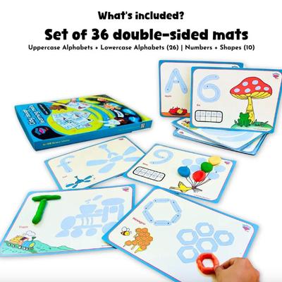 Alphabet, Number & Shape Playdough Educational Mats for Kids | Montessori Activity Set | Finger Alphabet Tracing Mats | Early Learning