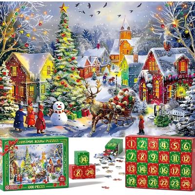 1000 Piece Jigsaw Puzzle Advent Calendar for Adults, Kids & Family - Christmas Advent Calendar, 24 Days Christmas Countdown Jigsaw...