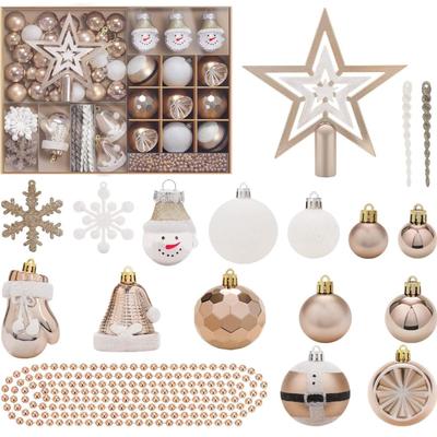 90-Piece Shatterproof Champagne Gold Christmas Hanging Ornaments for Xmas Tree Decorations