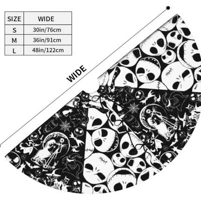 30" Jack Skellington The Nightmare Before Christmas Halloween Tree Skirt, Skull Christmas Tree Ornaments, Horror Party Decoration...