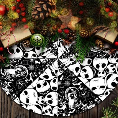 30" Jack Skellington The Nightmare Before Christmas Halloween Tree Skirt, Skull Christmas Tree Ornaments, Horror Party Decoration...
