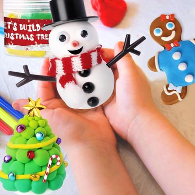 8-Pack DIY Christmas Modeling Clay Craft Kit - Snowman, Christmas Tree, Santa Claus & Gingerbread Man w/Accessories