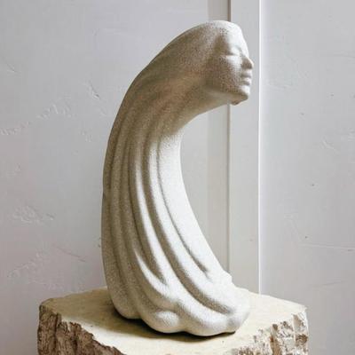 Sale Photo Thumbnail #20: Vintage 1980’s Art Deco Large “Woman In The Wind” Iconic Ceramic Statue Postmodern