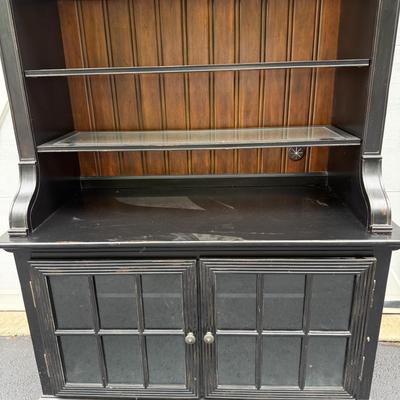Beautiful glass and black painted wood china hutch