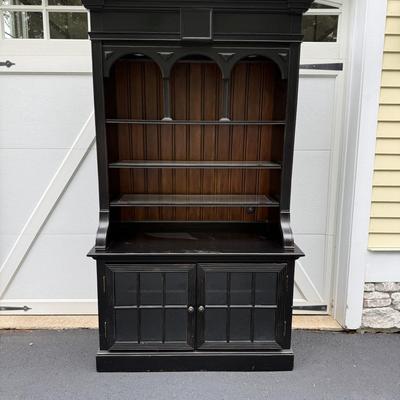 Beautiful glass and black painted wood china hutch