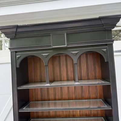 Beautiful glass and black painted wood china hutch