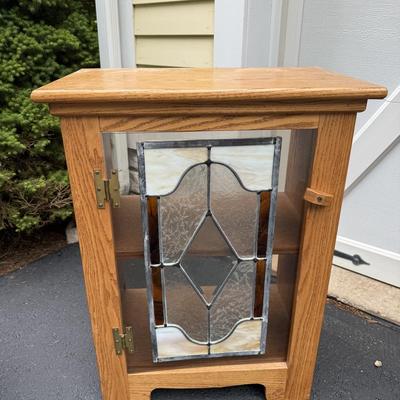 Pretty cabinet with open back and faux stained glass