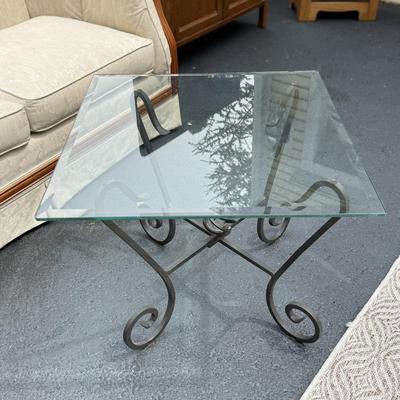 Glass and metal side table