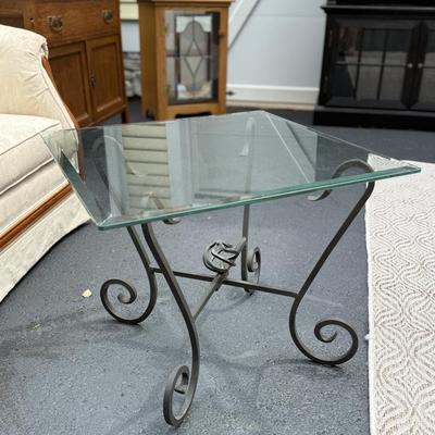 Glass and metal side table