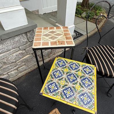 Four fun matching chairs with three side tables/plant stands