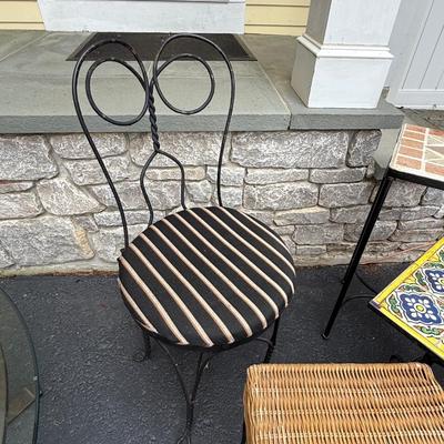 Four fun matching chairs with three side tables/plant stands