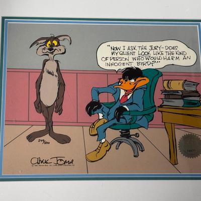 “Daffy Duck and Wile Coyote Courtroom” Cel by Chuck Jones (3-DZ)