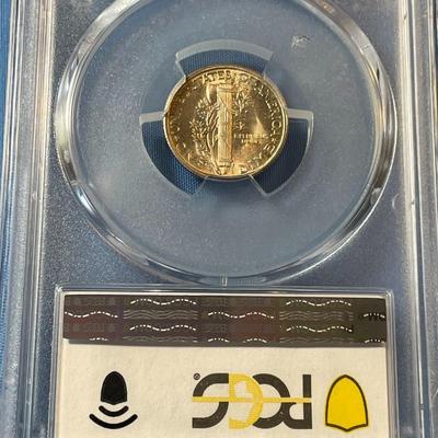 PCGS CERTIFIED 1945-S MS66 MERCURY SILVER DIME AS PICTURED. (COIN #1356)