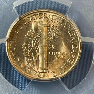 PCGS CERTIFIED 1945-S MS66 MERCURY SILVER DIME AS PICTURED. (COIN #1356)
