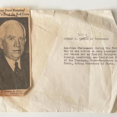Norman H. Davis photo note